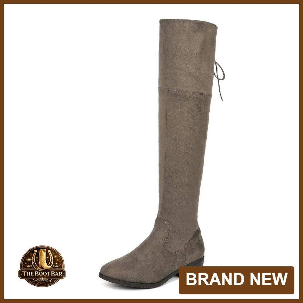 Women's Over The Knee Boots Suede Leather Block Heel Riding Style